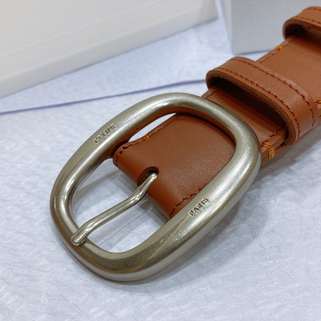 CL LARGE 35 MM BELT IN BRONZE BROWN CALFSKIN LIGHT GOLD HARDWARE - 30