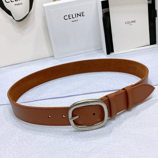 CL LARGE 35 MM BELT IN BRONZE BROWN CALFSKIN LIGHT GOLD HARDWARE - 30
