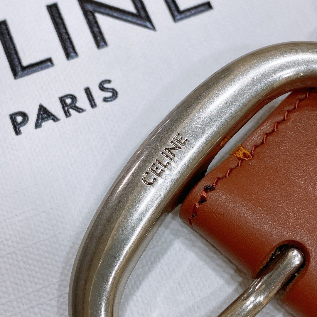 CL LARGE 35 MM BELT IN BRONZE BROWN CALFSKIN LIGHT GOLD HARDWARE - 30