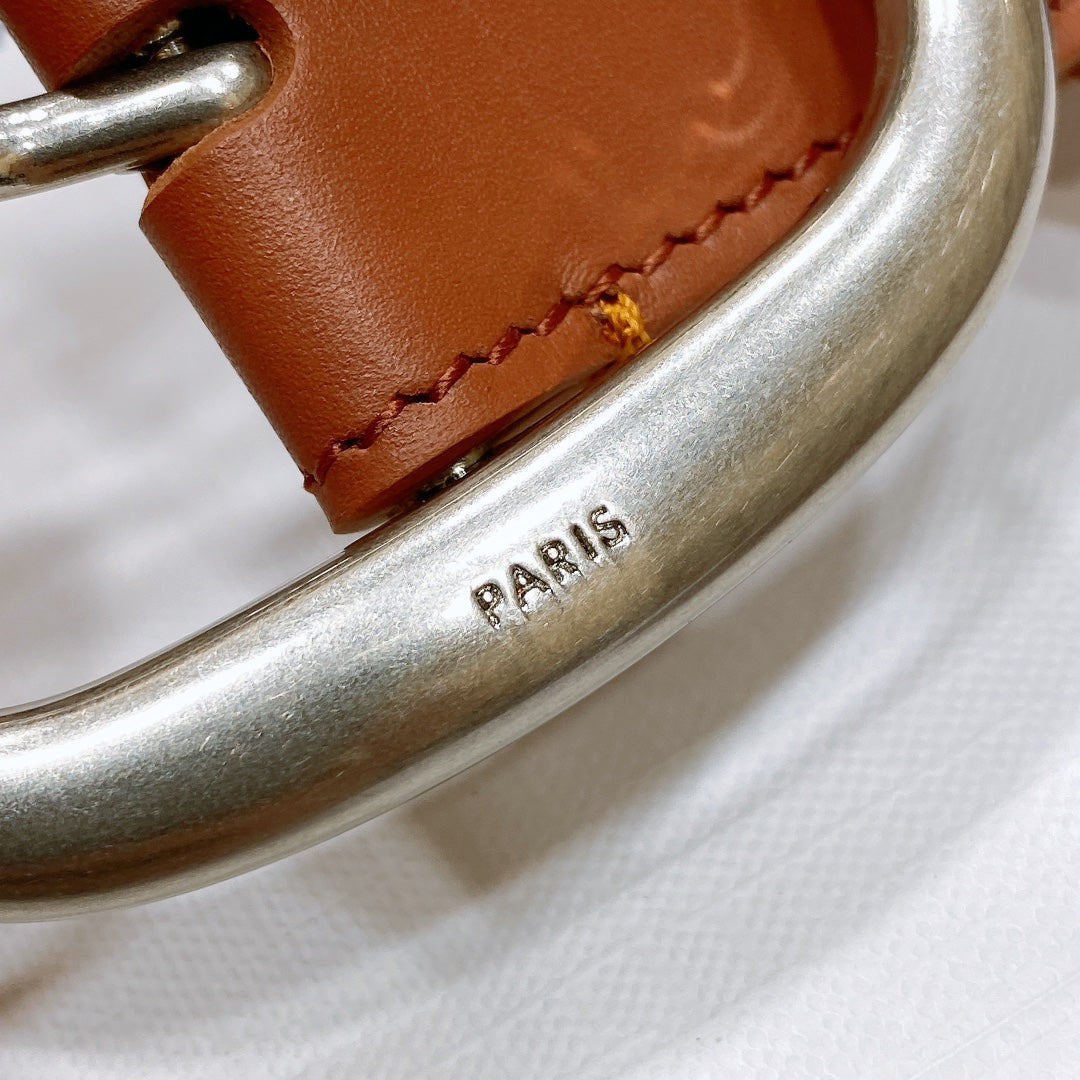 CL LARGE 35 MM BELT IN BRONZE BROWN CALFSKIN LIGHT GOLD HARDWARE - 30
