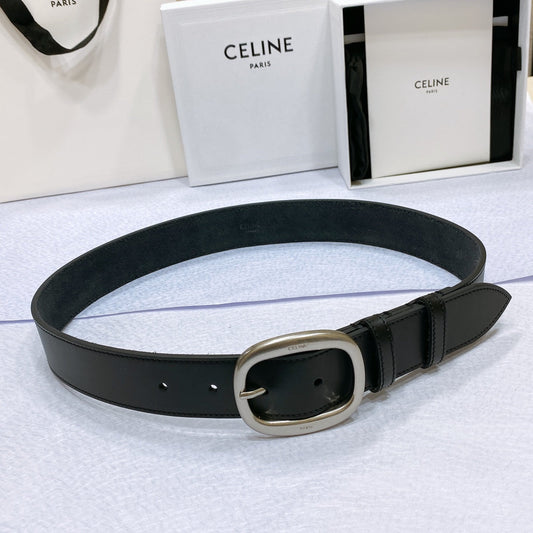 CL LARGE 35 MM BELT IN BLACK CALFSKIN LIGHT GOLD HARDWARE - 30