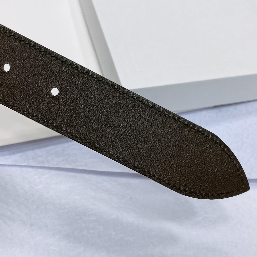 CL LARGE 35 MM BELT IN CHOCOLATE BROWN SUEDE GOLD HARDWARE - 30