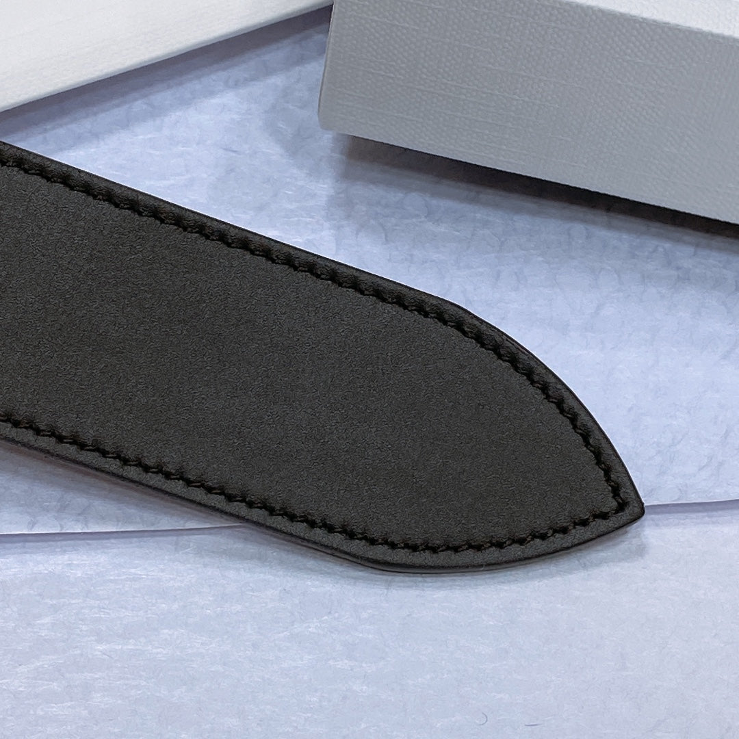 CL LARGE 35 MM BELT IN BLACK AND BROWN CALFSKIN GOLD HARDWARE - 30