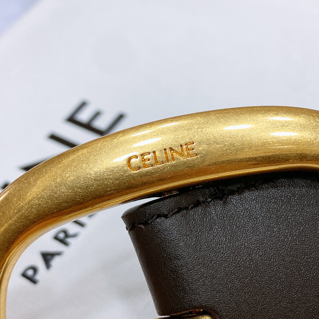 CL LARGE 35 MM BELT IN BLACK AND BROWN CALFSKIN GOLD HARDWARE - 30