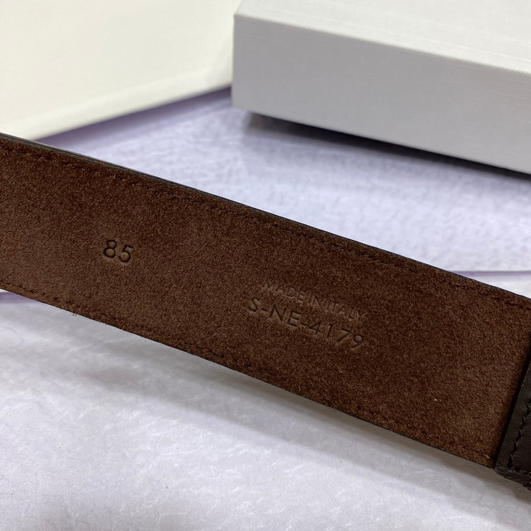 CL LARGE 35 MM BELT IN BLACK AND BROWN CALFSKIN GOLD HARDWARE - 30