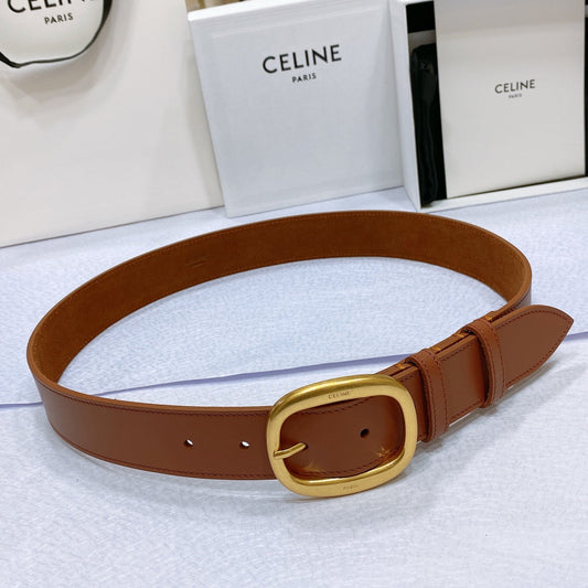 CL LARGE 35 MM BELT IN BRONZE BROWN CALFSKIN GOLD HARDWARE - 30