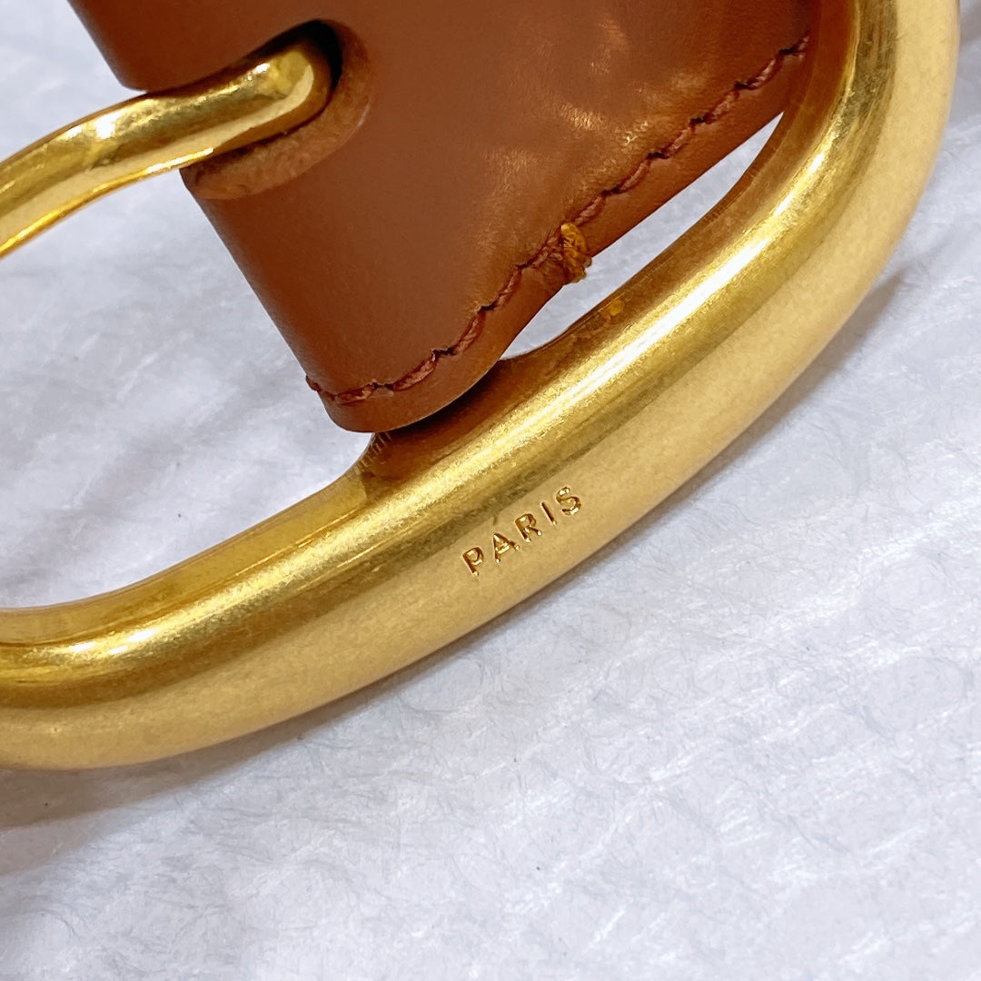 CL LARGE 35 MM BELT IN BRONZE BROWN CALFSKIN GOLD HARDWARE - 30