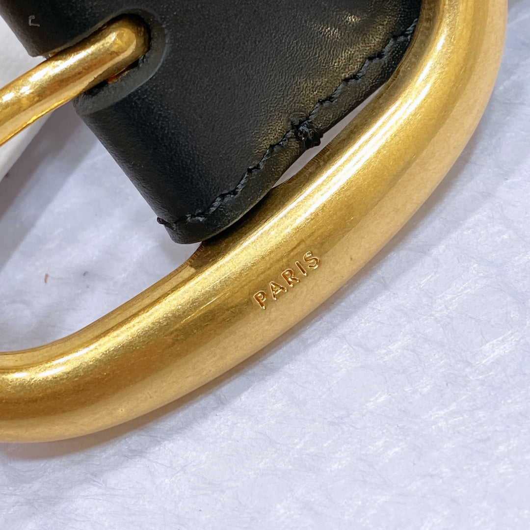 CL LARGE 35 MM BELT IN BLACK CALFSKIN GOLD HARDWARE - 30