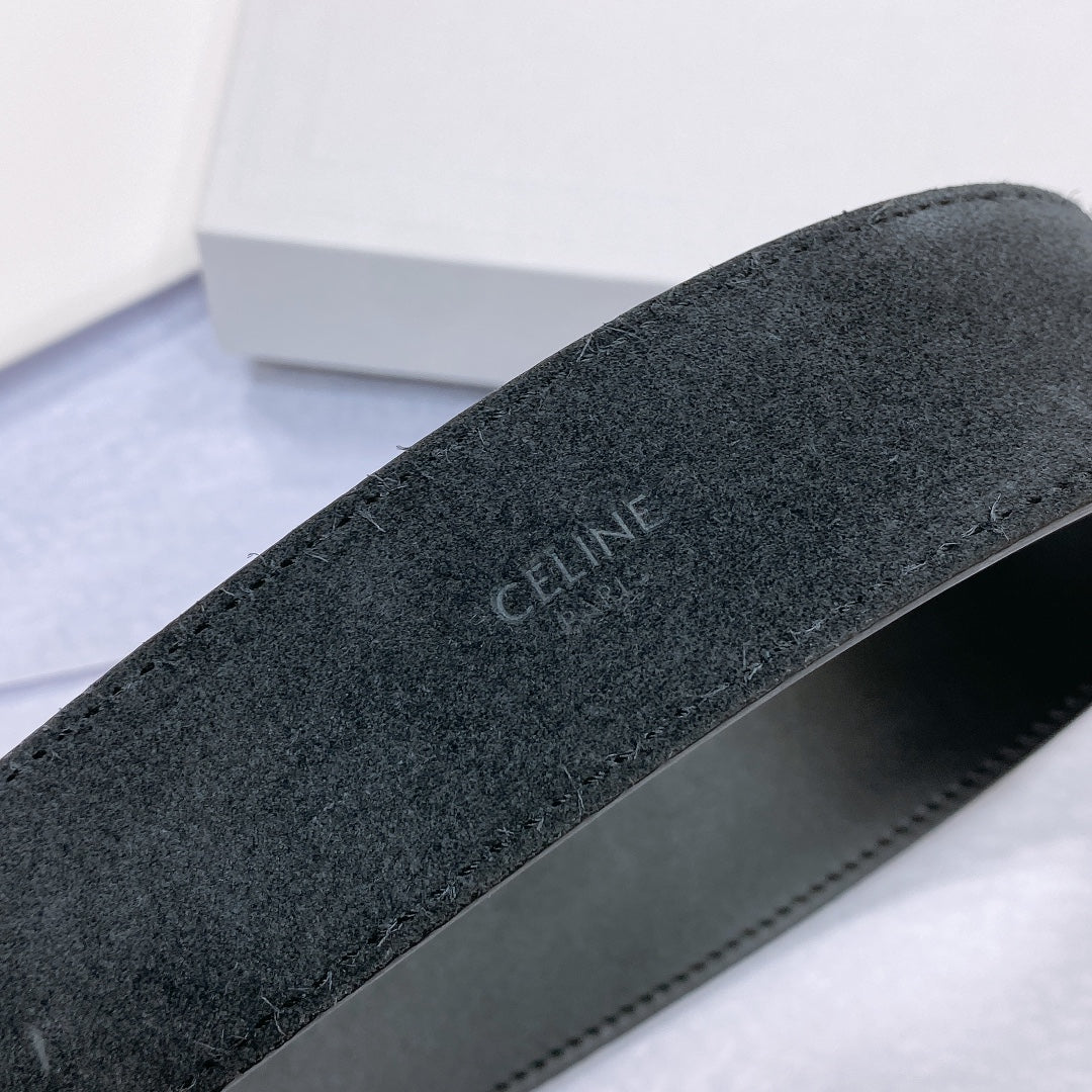 CL LARGE 35 MM BELT IN BLACK CALFSKIN GOLD HARDWARE - 30
