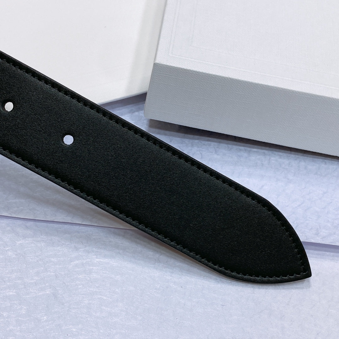 CL LARGE 35 MM BELT IN BLACK CALFSKIN GOLD HARDWARE - 30