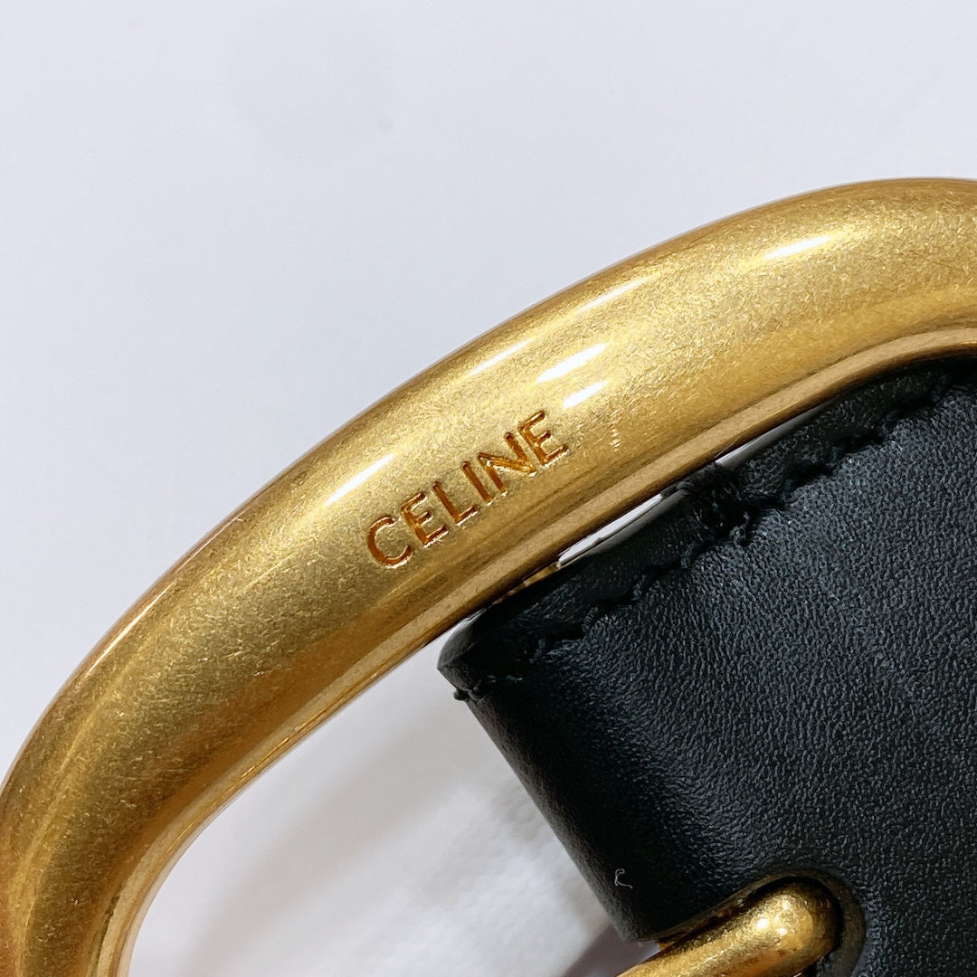 CL LARGE 35 MM BELT IN BLACK CALFSKIN GOLD HARDWARE - 30