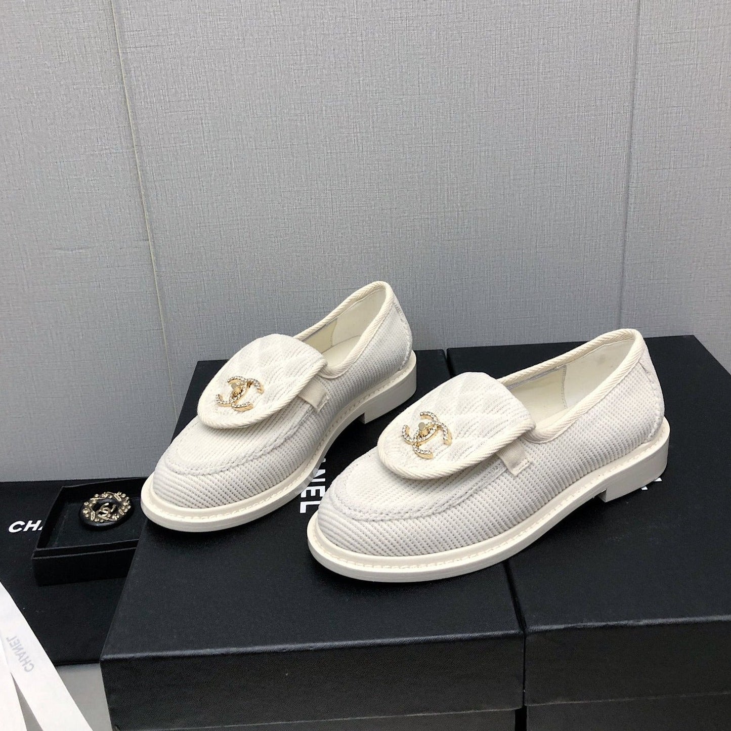 moccasins white denim 40mm - 35