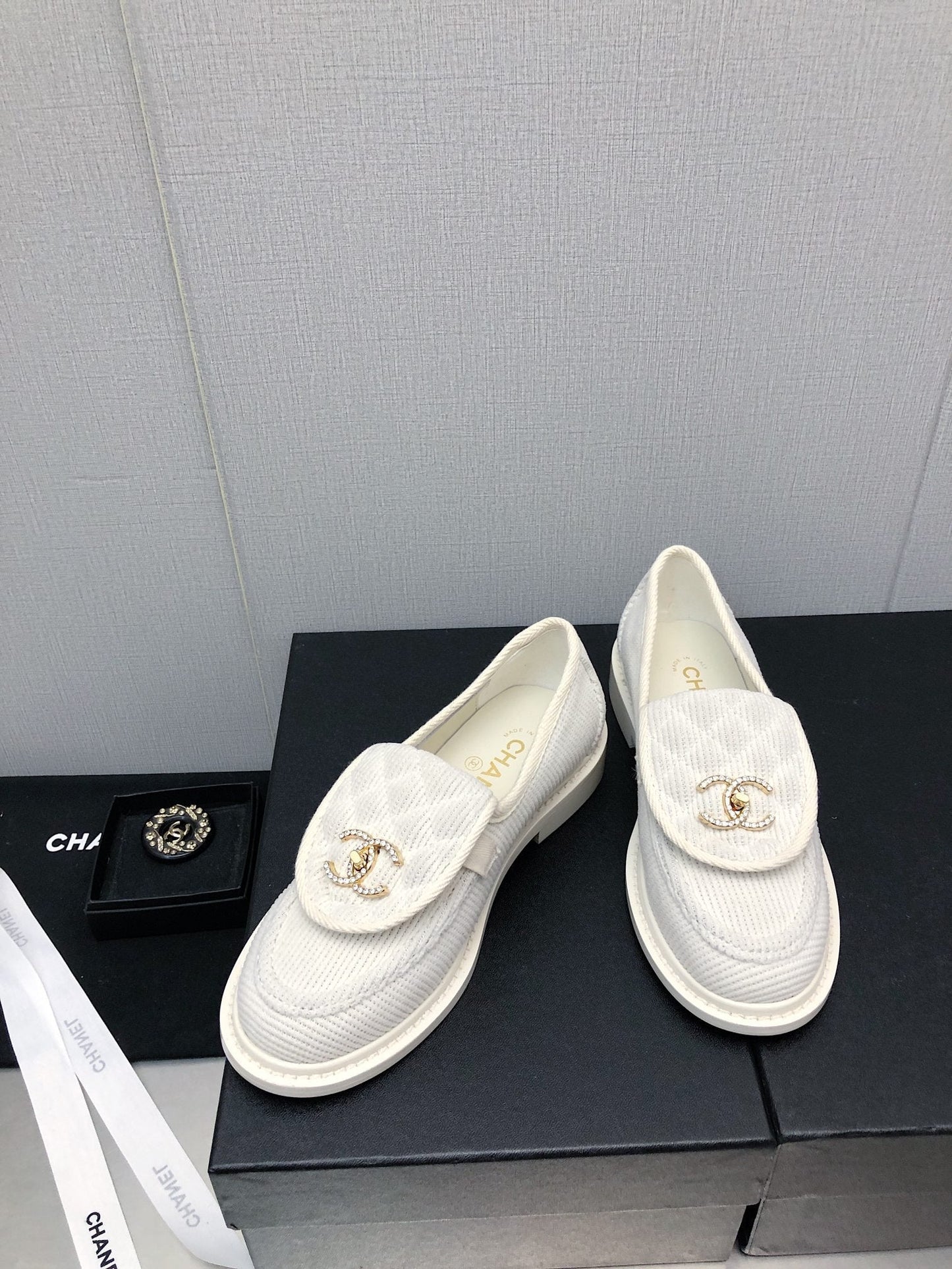 moccasins white denim 40mm - 35