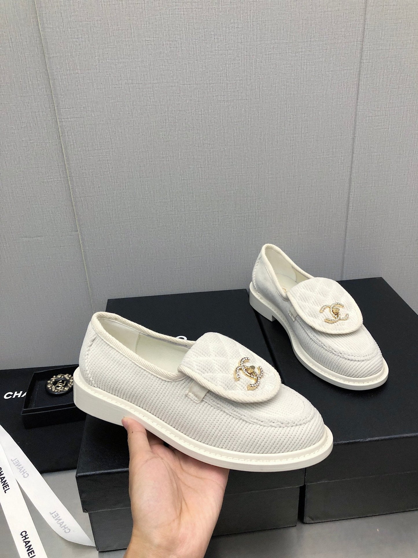 moccasins white denim 40mm - 35