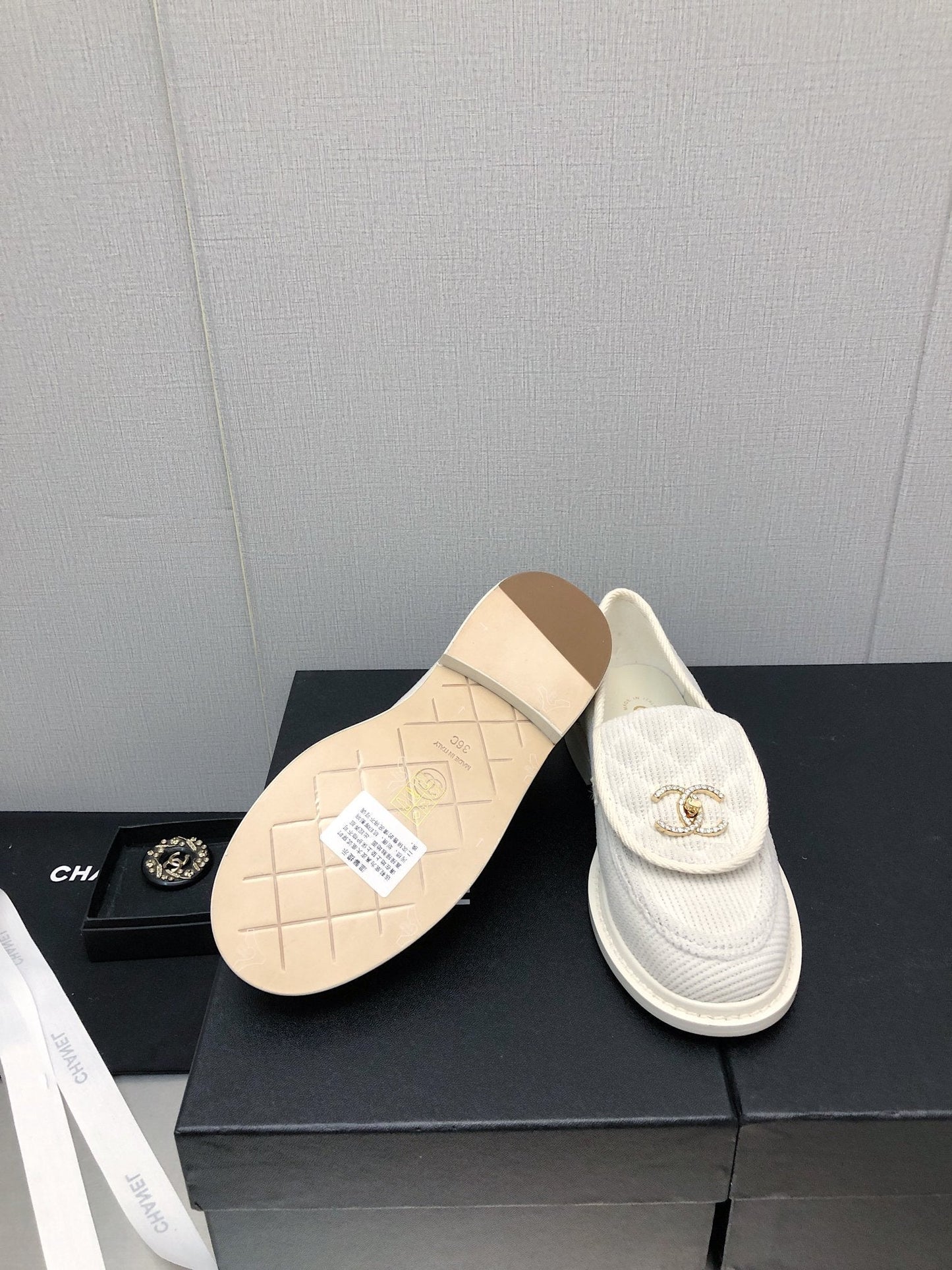 moccasins white denim 40mm - 35