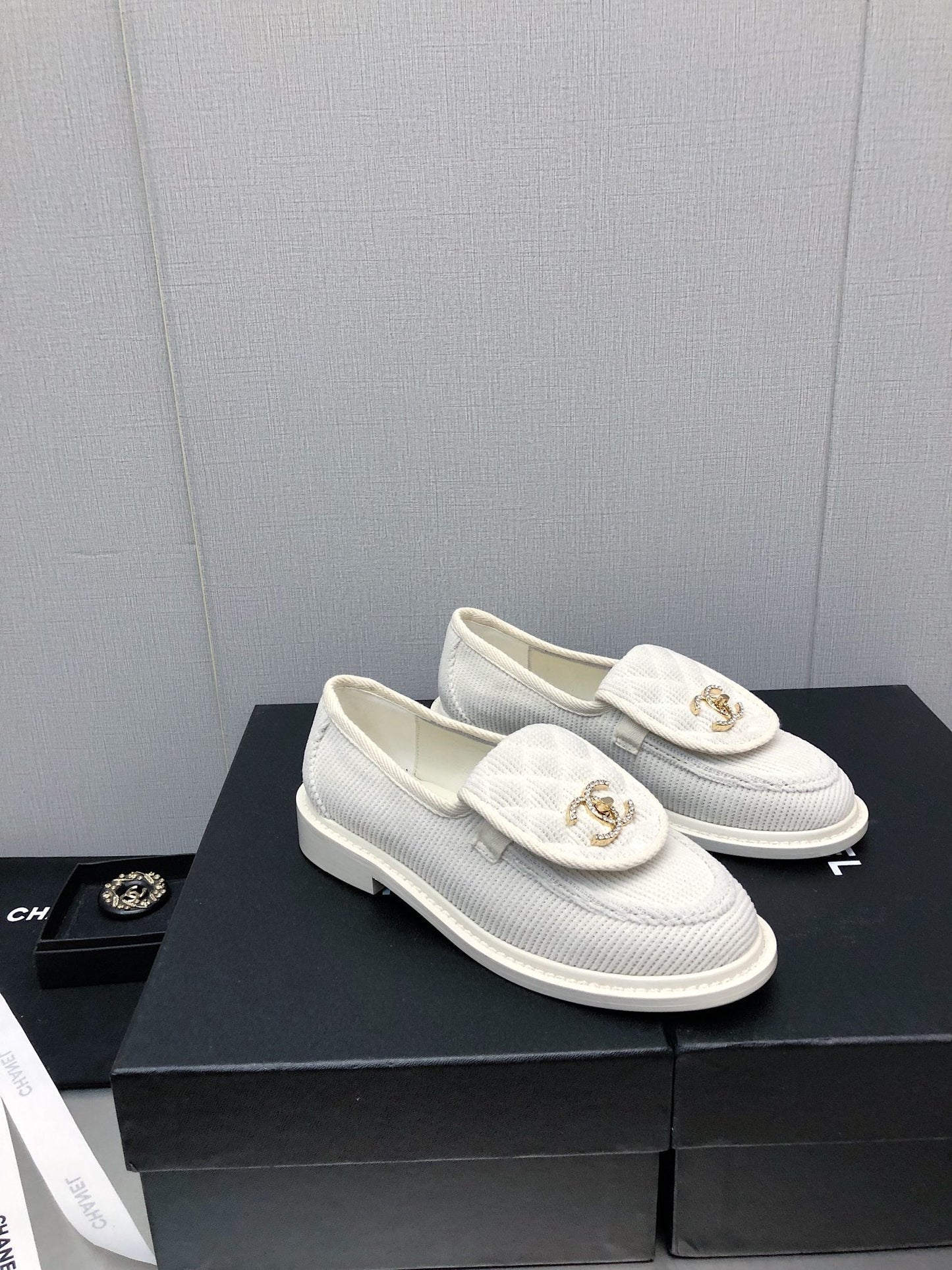 moccasins white denim 40mm - 35
