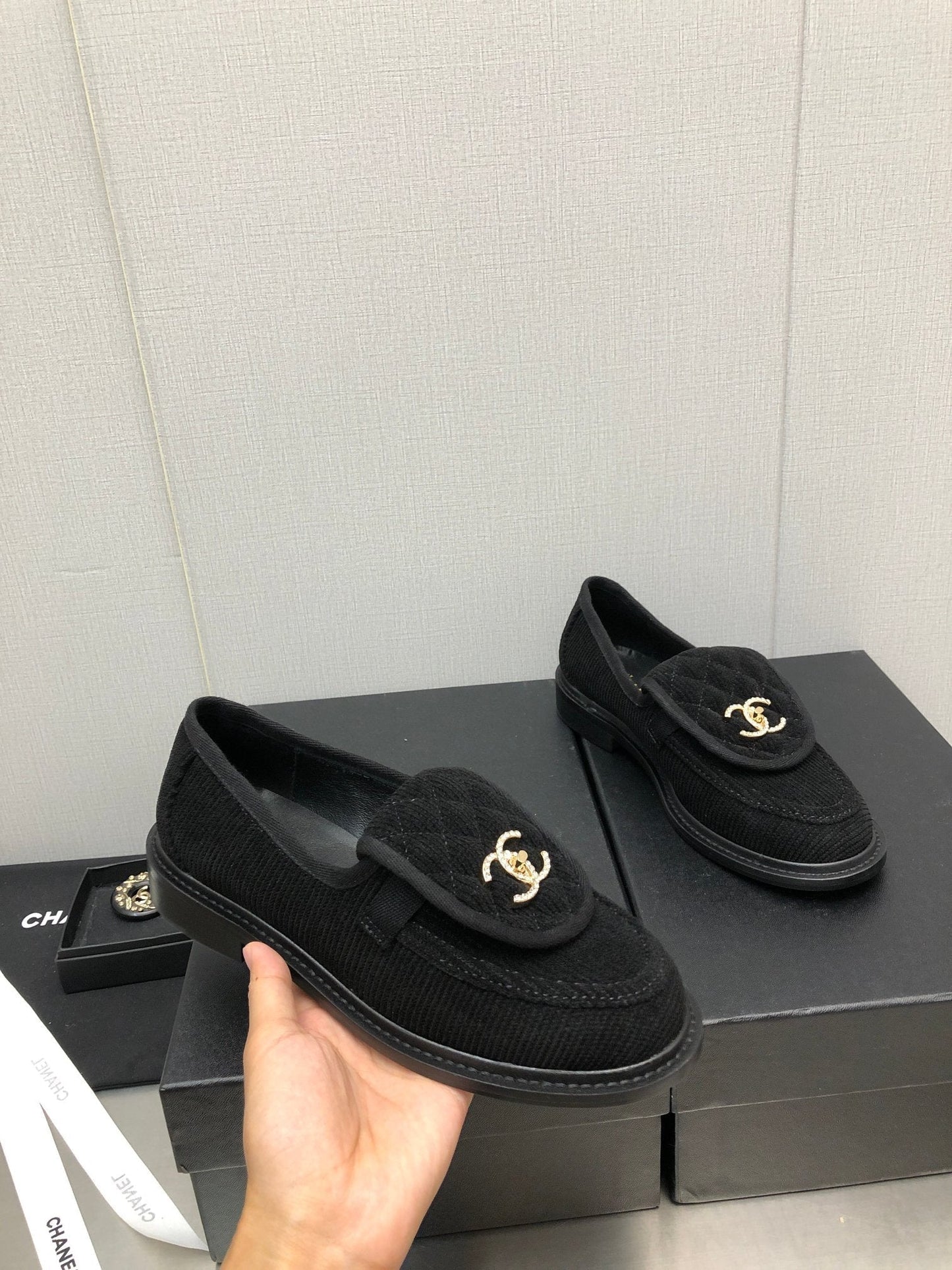moccasins black denim 40mm - 35
