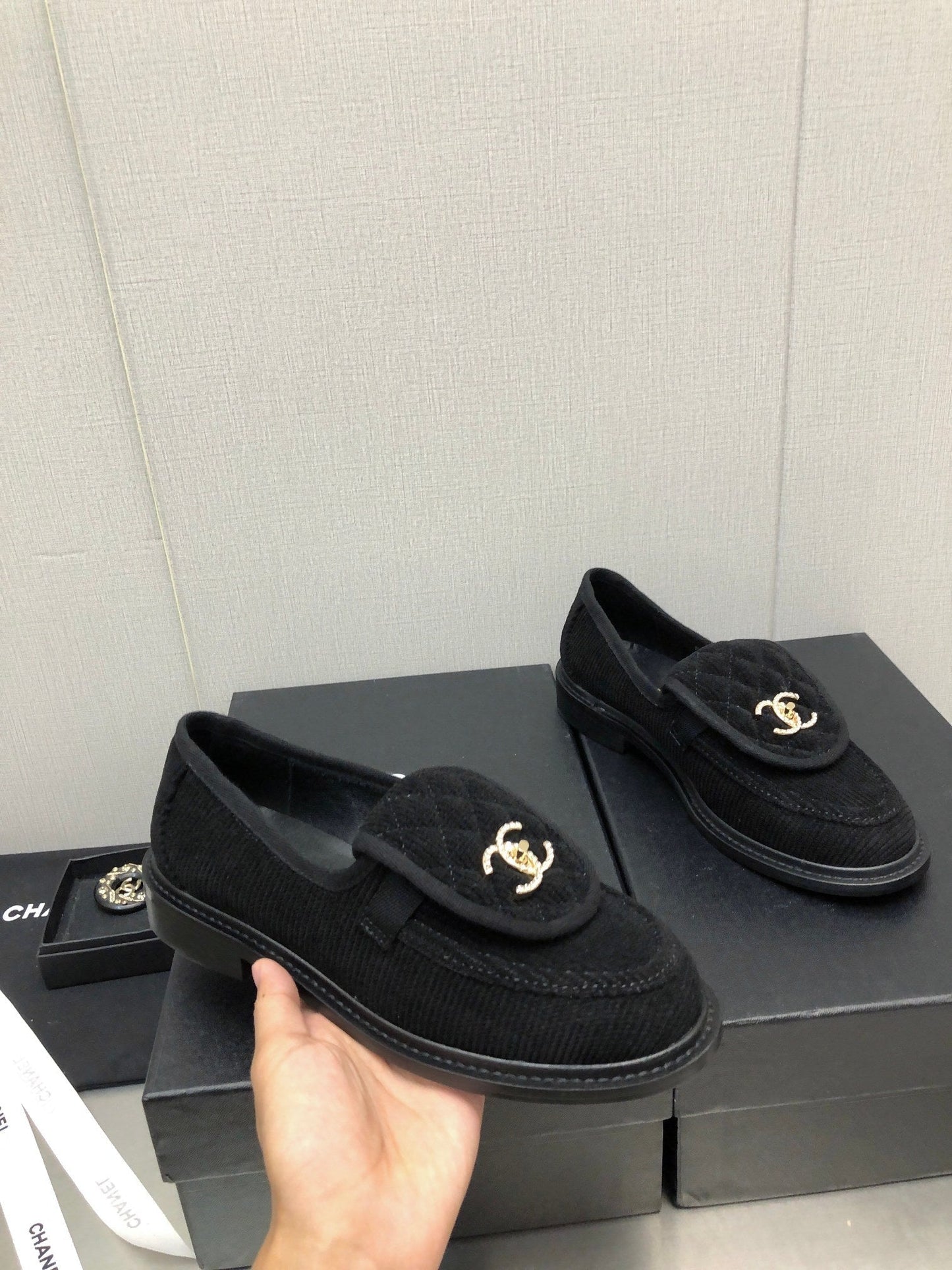 moccasins black denim 40mm - 35