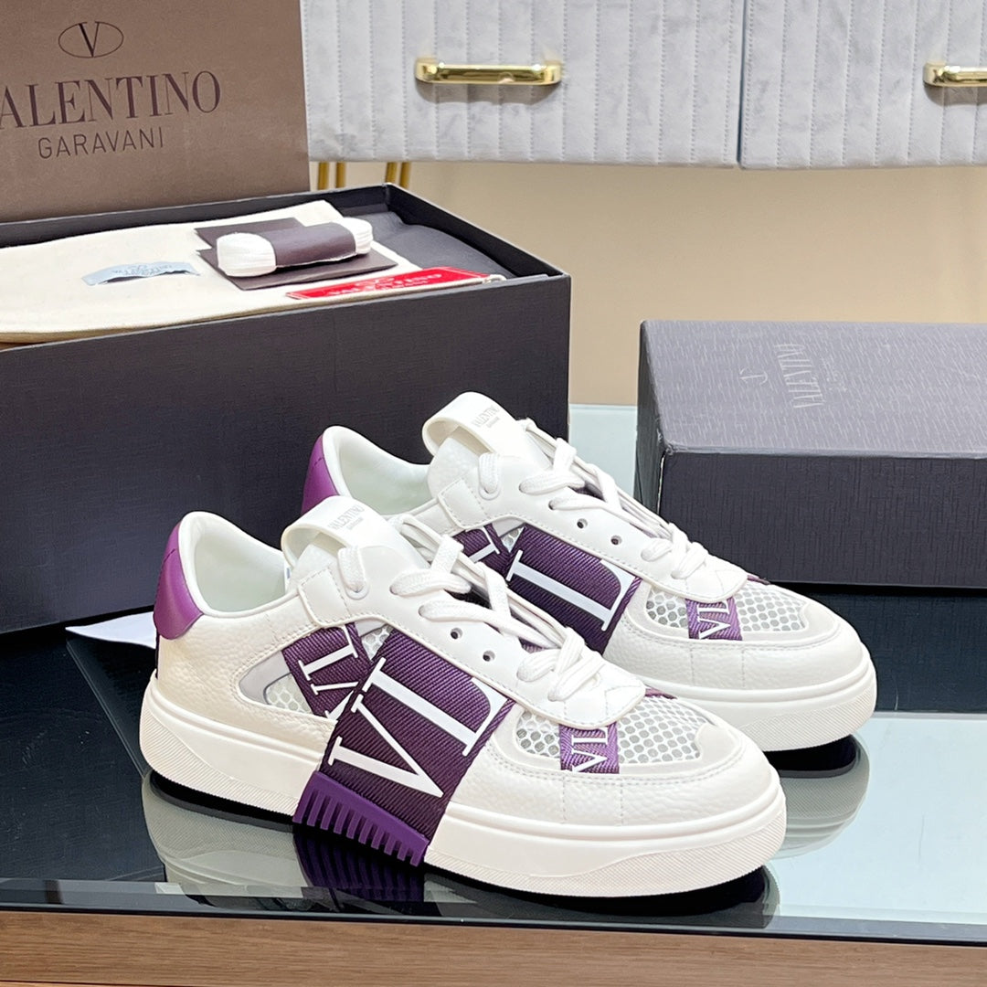 VALENTINO 25S GARAVANI VL7N SNEAKERS IN WHITE MIX PURPLE LAMBSKIN - 35