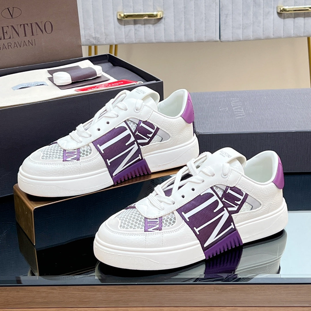 VALENTINO 25S GARAVANI VL7N SNEAKERS IN WHITE MIX PURPLE LAMBSKIN - 35