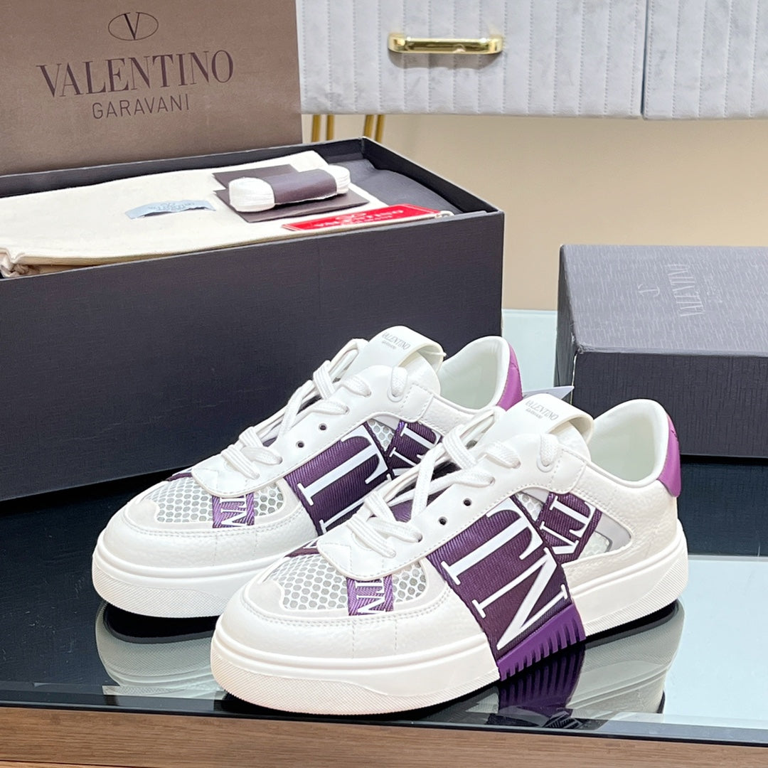 VALENTINO 25S GARAVANI VL7N SNEAKERS IN WHITE MIX PURPLE LAMBSKIN - 35