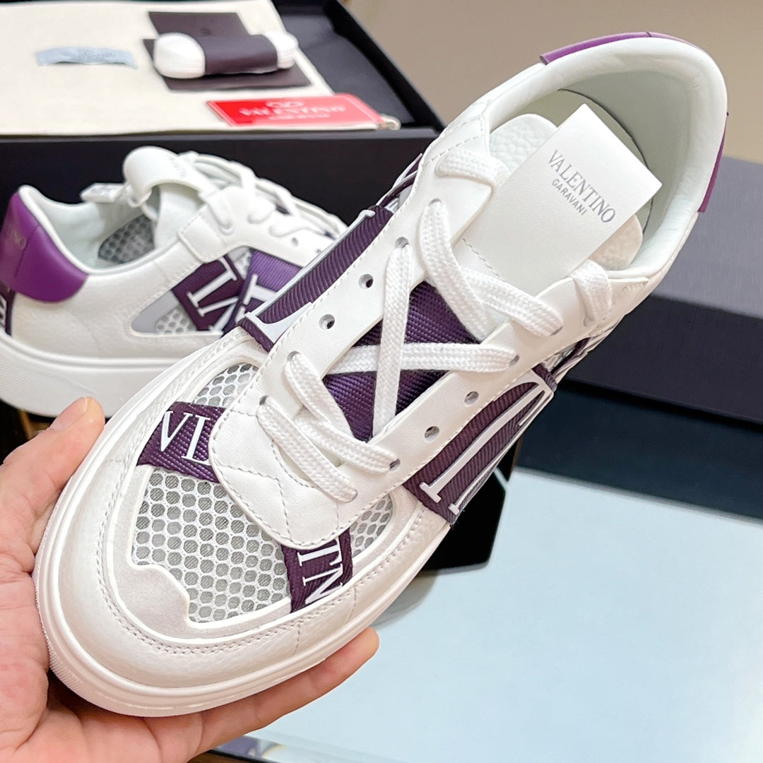 VALENTINO 25S GARAVANI VL7N SNEAKERS IN WHITE MIX PURPLE LAMBSKIN - 35