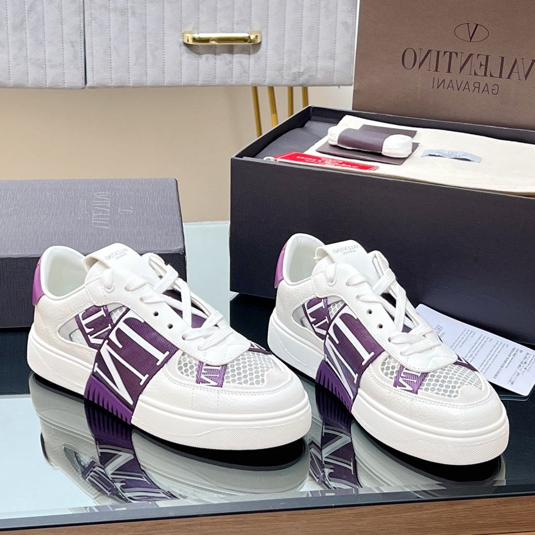 VALENTINO 25S GARAVANI VL7N SNEAKERS IN WHITE MIX PURPLE LAMBSKIN - 35