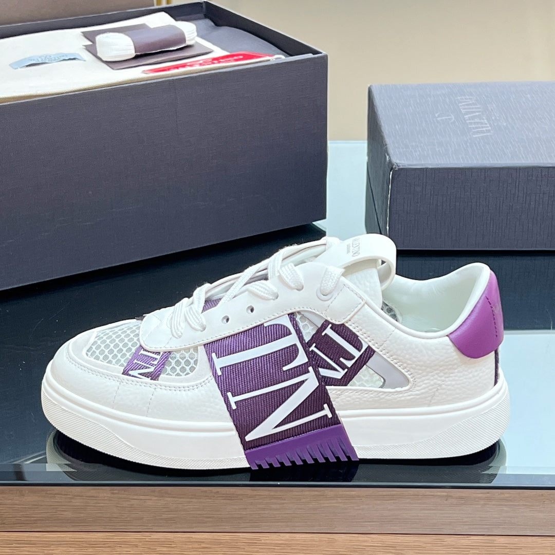 VALENTINO 25S GARAVANI VL7N SNEAKERS IN WHITE MIX PURPLE LAMBSKIN - 35