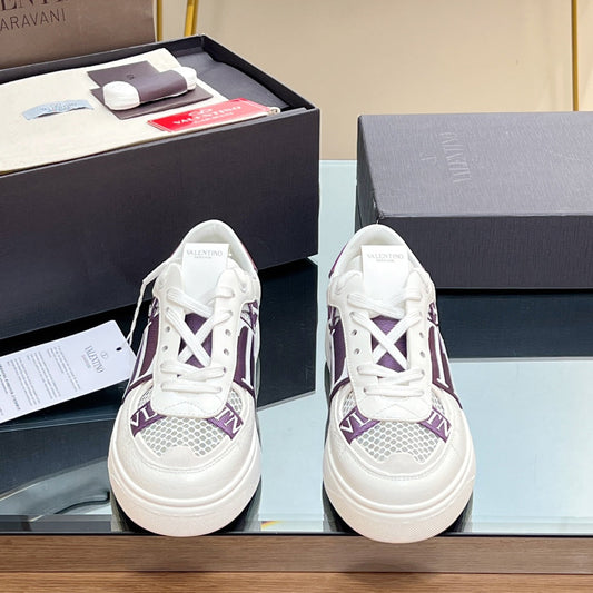 VALENTINO 25S GARAVANI VL7N SNEAKERS IN WHITE MIX PURPLE LAMBSKIN - 35