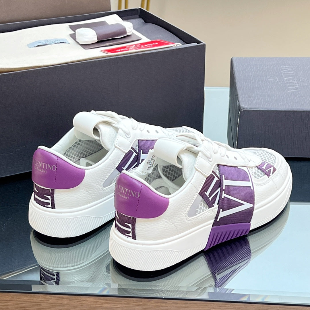VALENTINO 25S GARAVANI VL7N SNEAKERS IN WHITE MIX PURPLE LAMBSKIN - 35