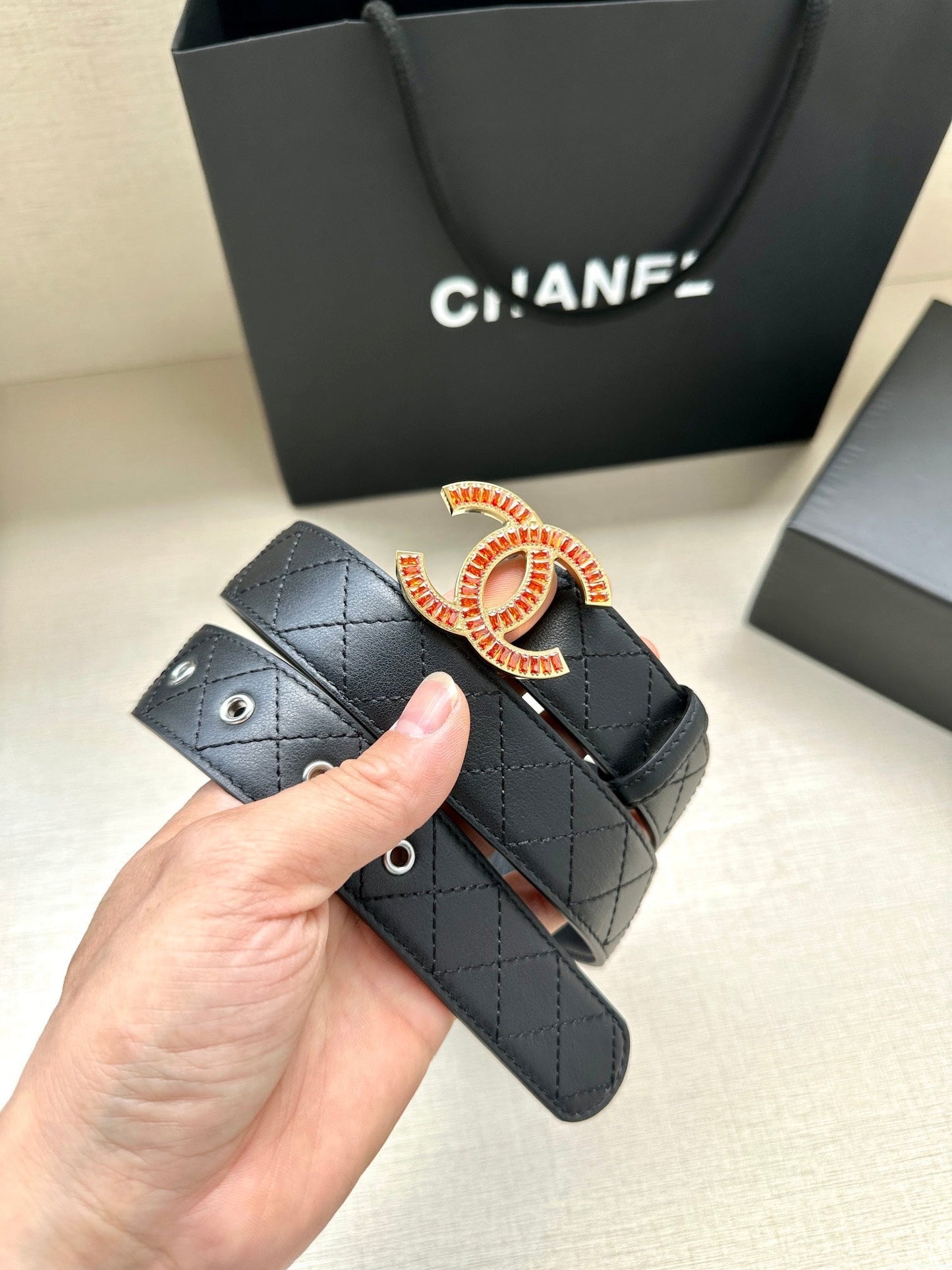 CHANEL 25S BELT 30 MM IN BLACK CALFSKIN 616961 - 30