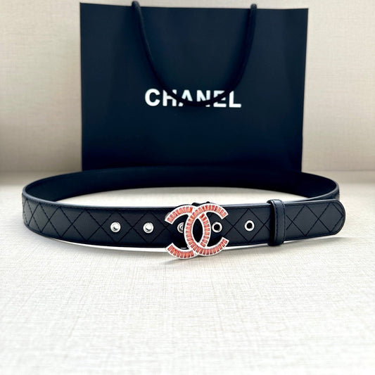 CHANEL 25S BELT 30 MM IN BLACK CALFSKIN 616961 - 30