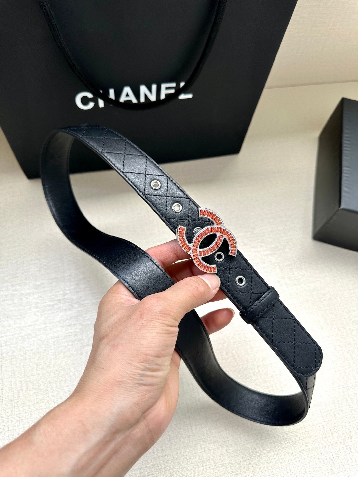 CHANEL 25S BELT 30 MM IN BLACK CALFSKIN 616961 - 30