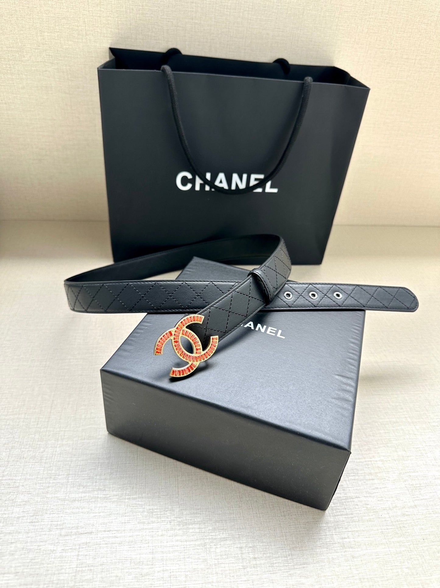 CHANEL 25S BELT 30 MM IN BLACK CALFSKIN 616961 - 30