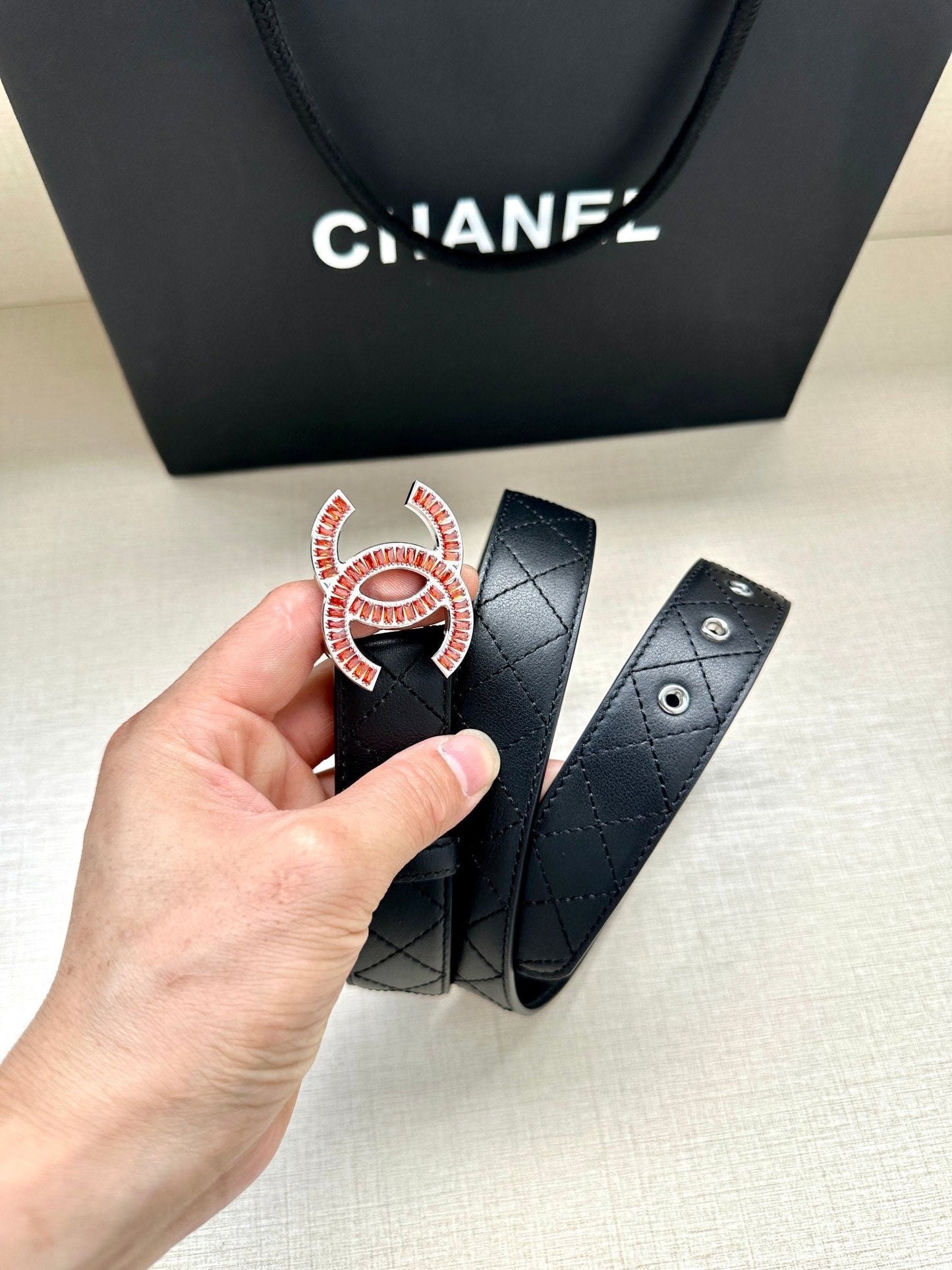 CHANEL 25S BELT 30 MM IN BLACK CALFSKIN 616961 - 30