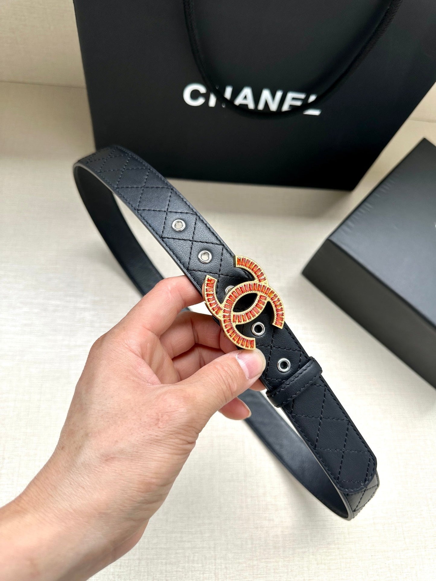 CHANEL 25S BELT 30 MM IN BLACK CALFSKIN 616961 - 30