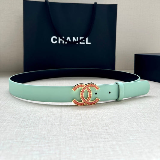 CHANEL 25S BELT 30 MM IN MINT GREEN CALFSKIN 616962 - 30
