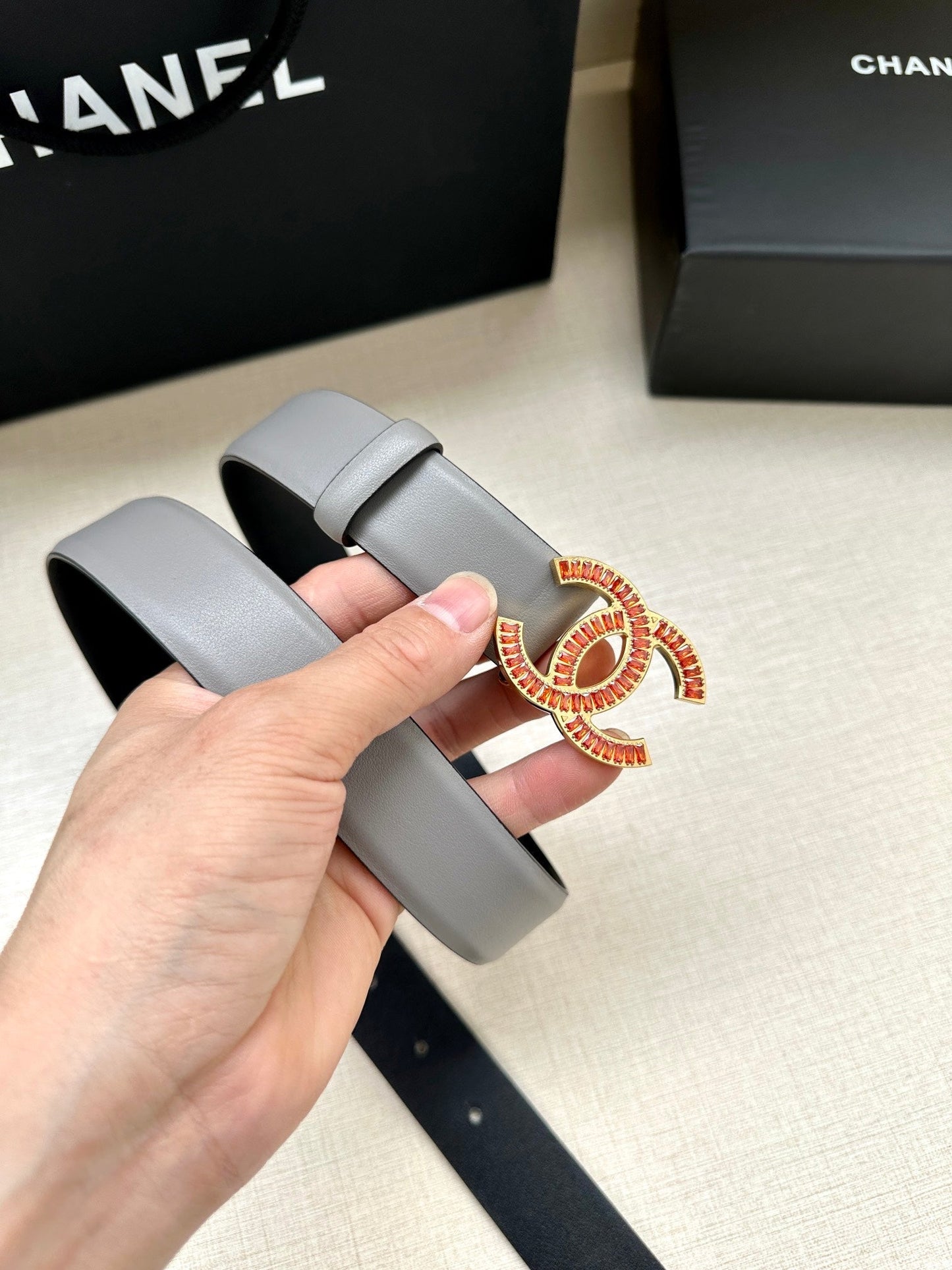 CHANEL 25S BELT 30 MM IN GREY CALFSKIN 616964 - 30