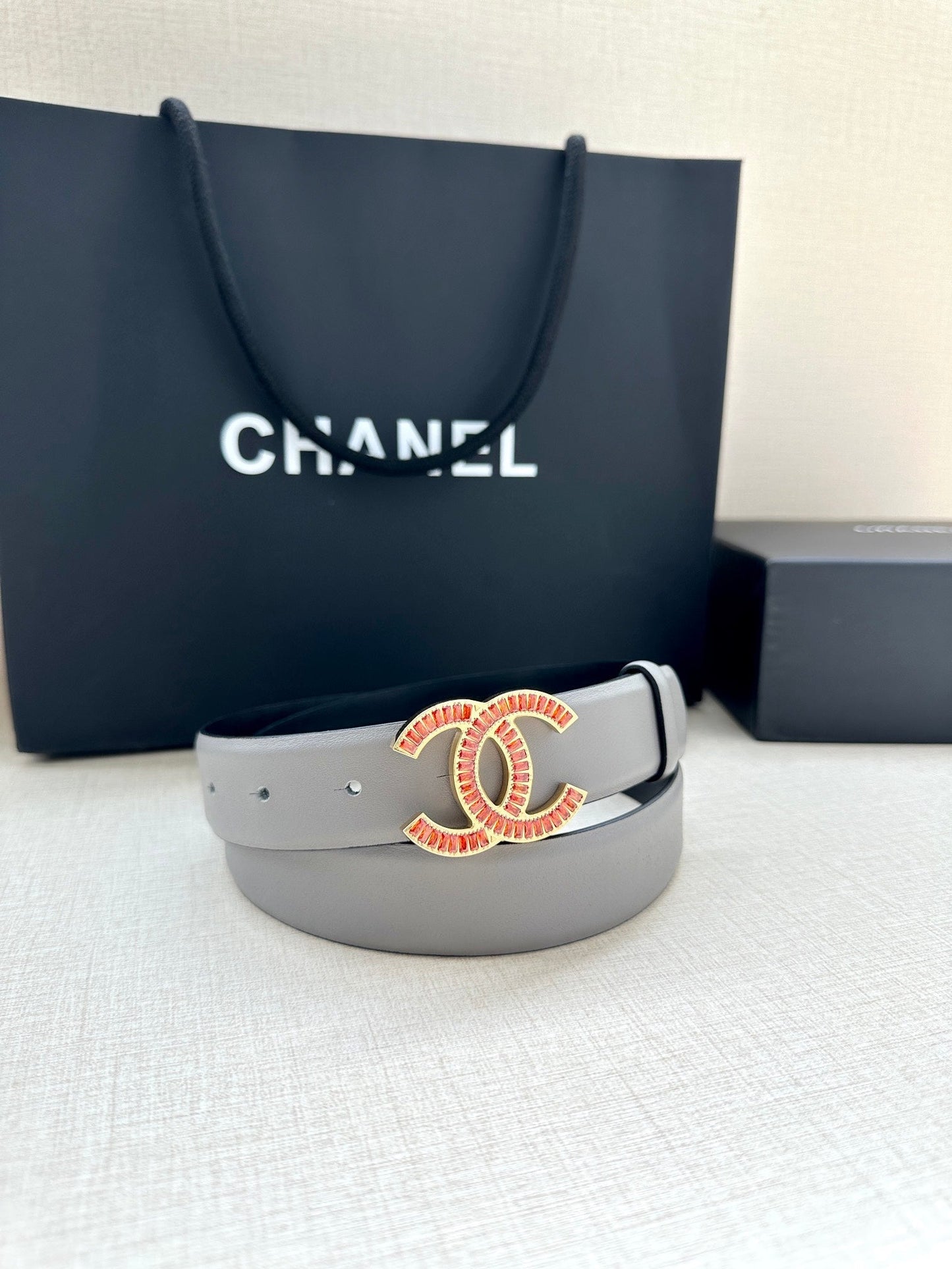 CHANEL 25S BELT 30 MM IN GREY CALFSKIN 616964 - 30