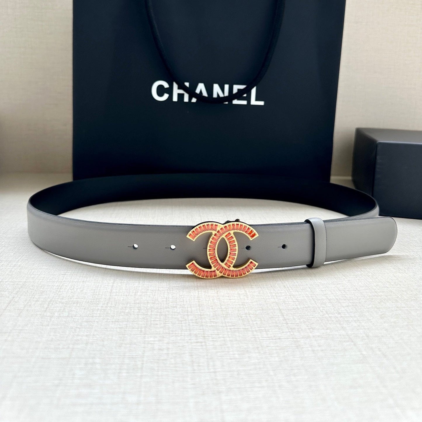 CHANEL 25S BELT 30 MM IN GREY CALFSKIN 616964 - 30
