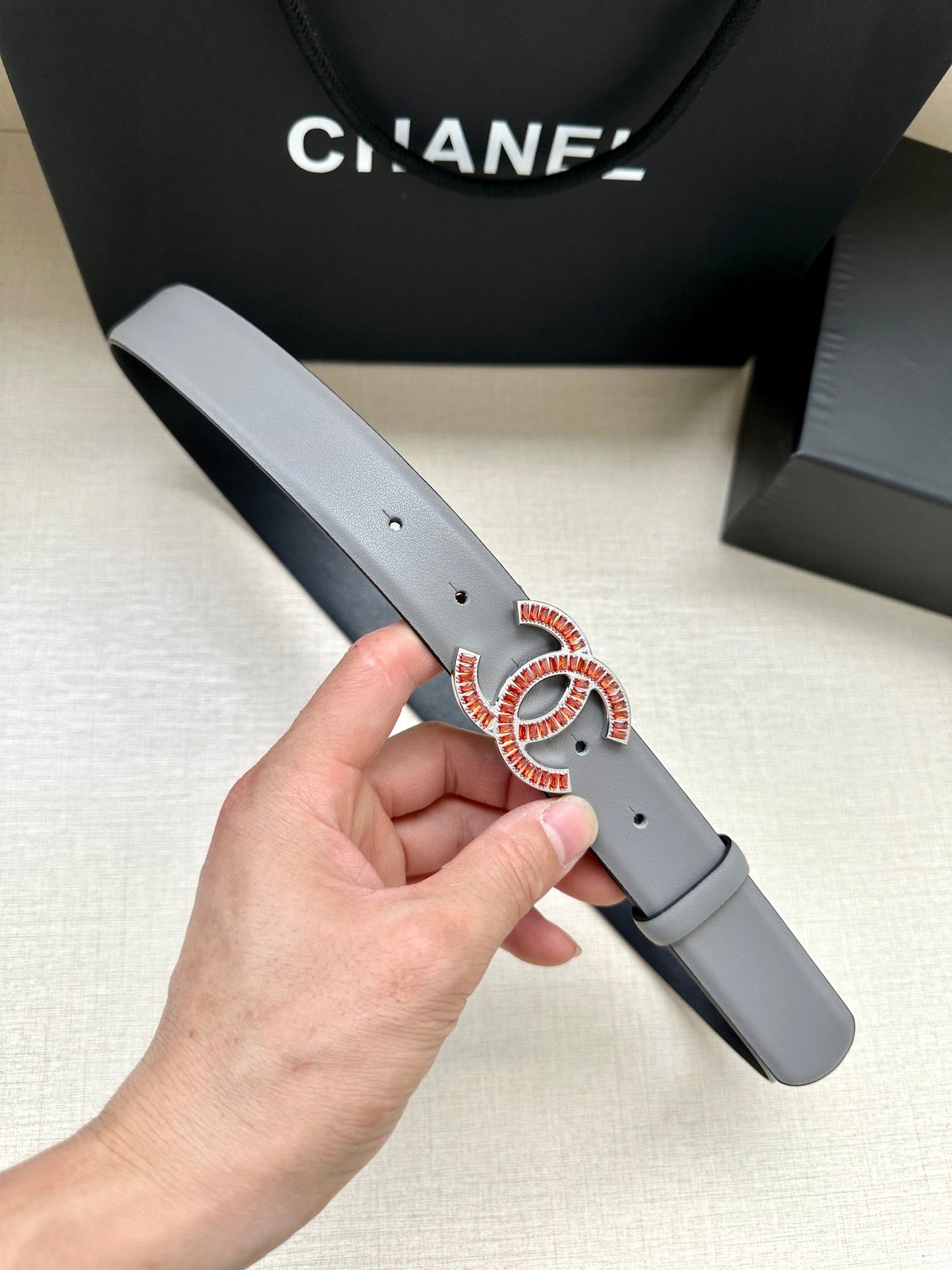 CHANEL 25S BELT 30 MM IN GREY CALFSKIN 616964 - 30