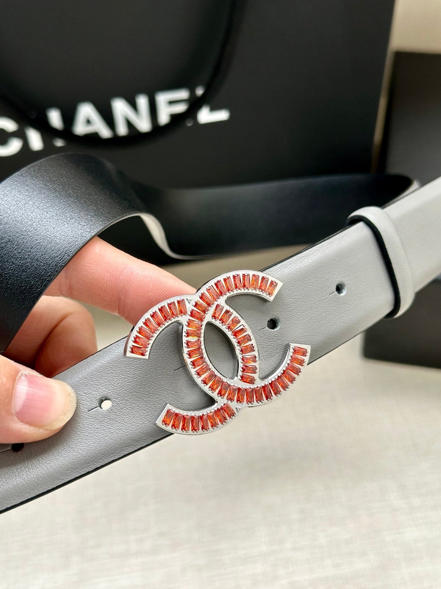 CHANEL 25S BELT 30 MM IN GREY CALFSKIN 616964 - 30