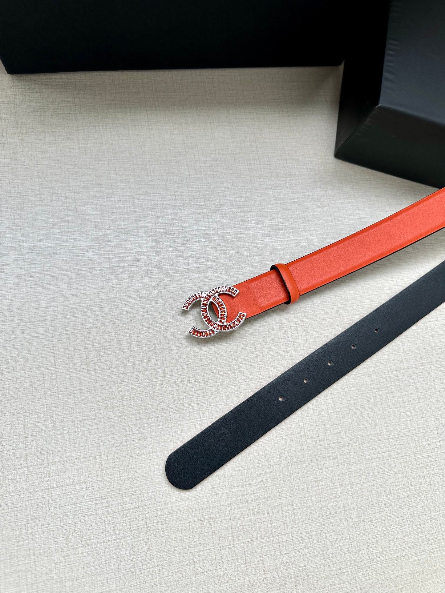 CHANEL 25S BELT 30 MM IN ORANGE CALFSKIN 616965 - 30