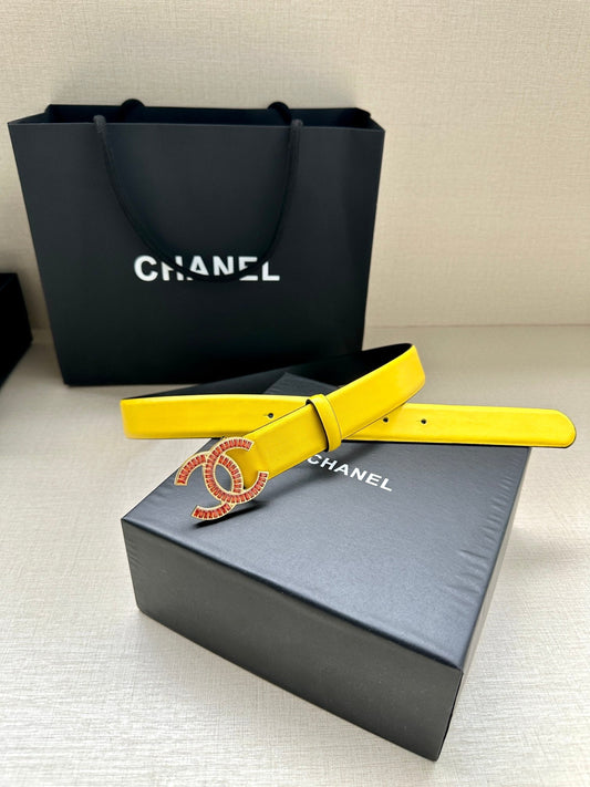 CHANEL 25S BELT 30 MM IN YELLOW CALFSKIN 616967 - 30