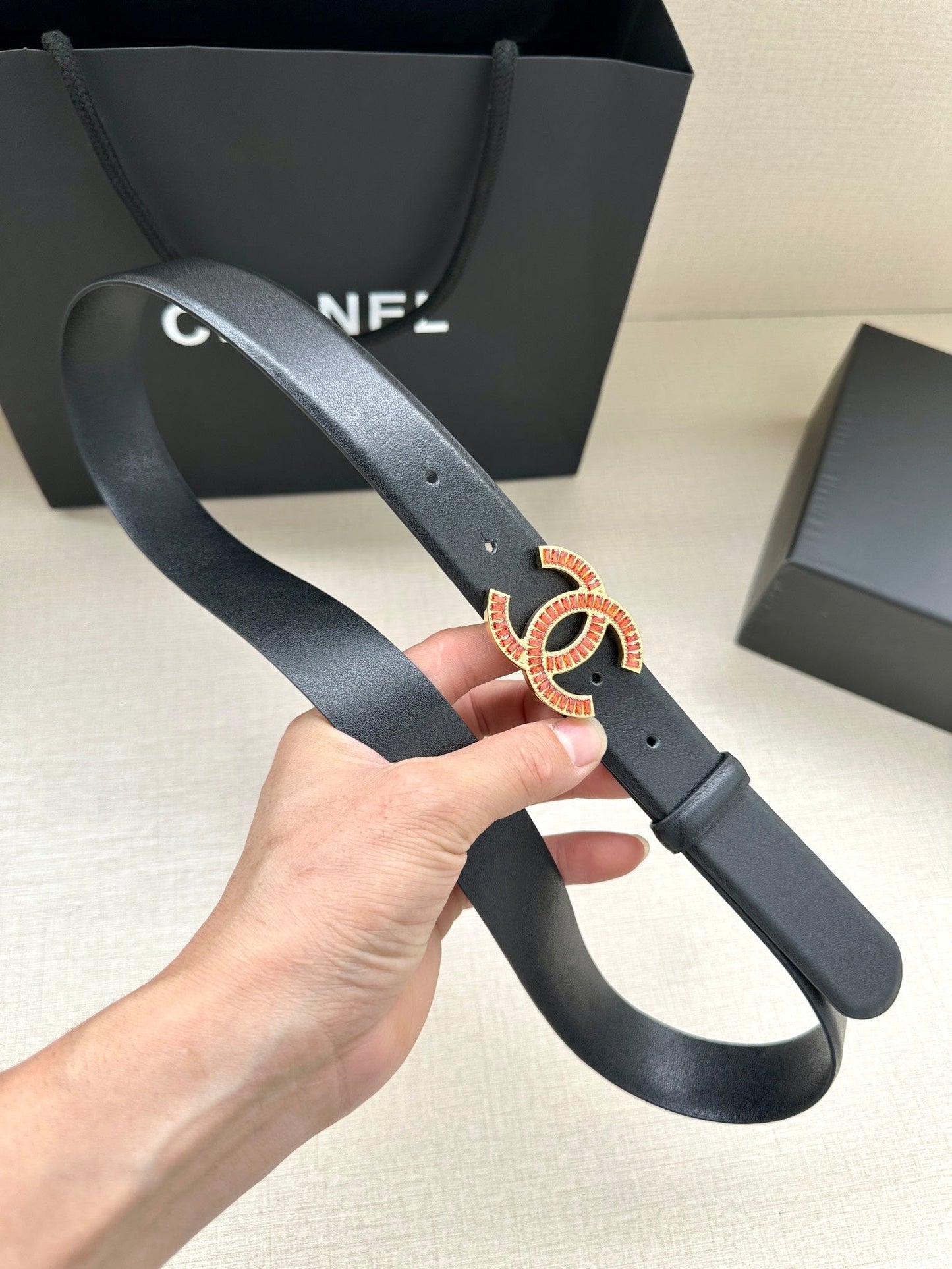 CHANEL 25S BELT 30 MM IN BLACK CALFSKIN 616968 - 30