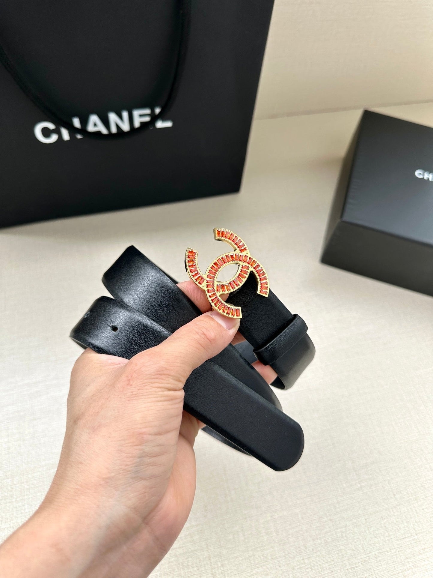 CHANEL 25S BELT 30 MM IN BLACK CALFSKIN 616968 - 30