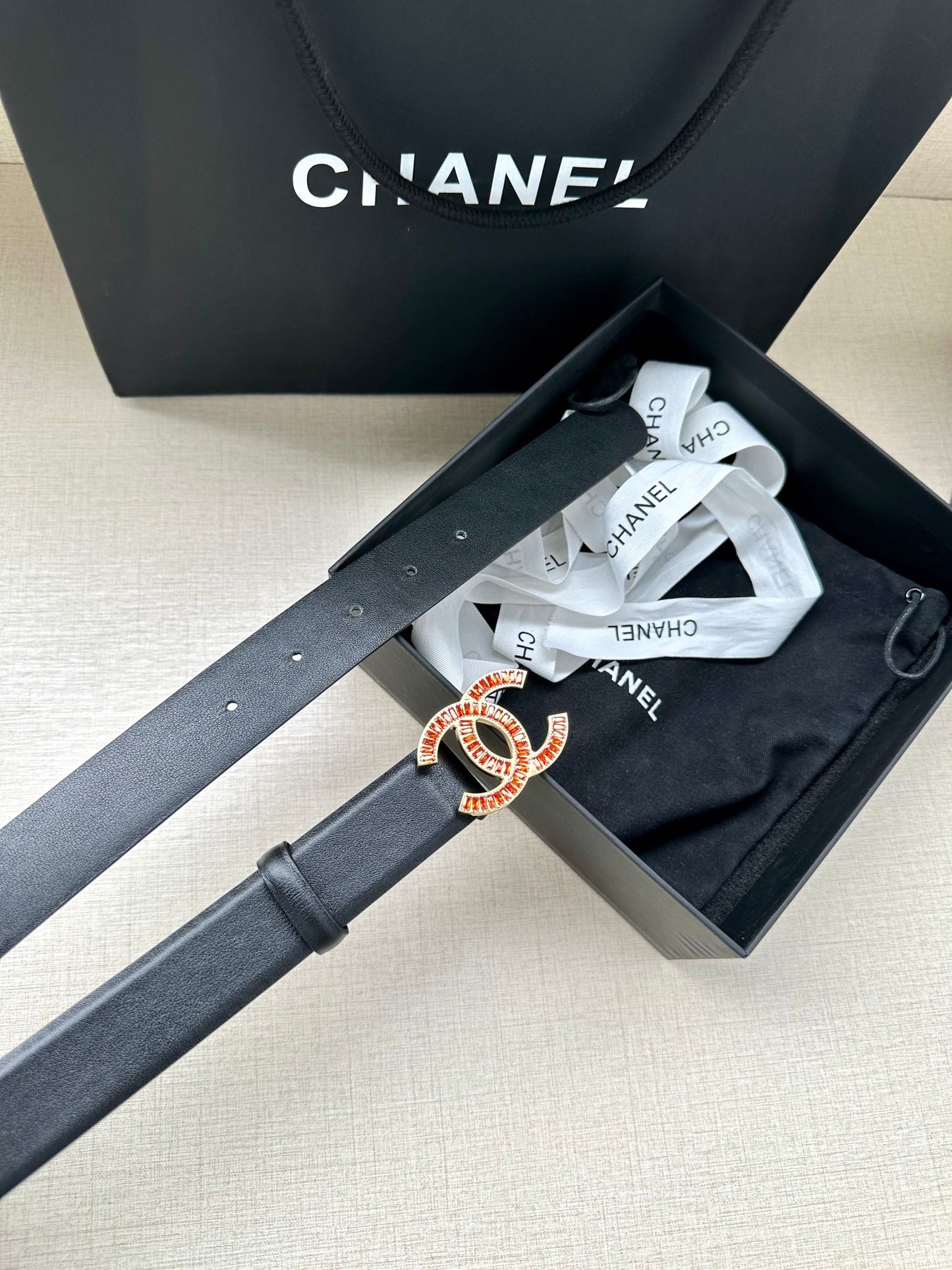 CHANEL 25S BELT 30 MM IN BLACK CALFSKIN 616968 - 30