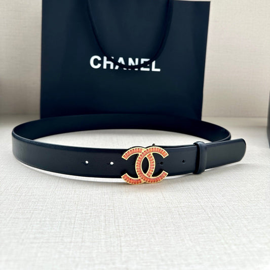 CHANEL 25S BELT 30 MM IN BLACK CALFSKIN 616968 - 30