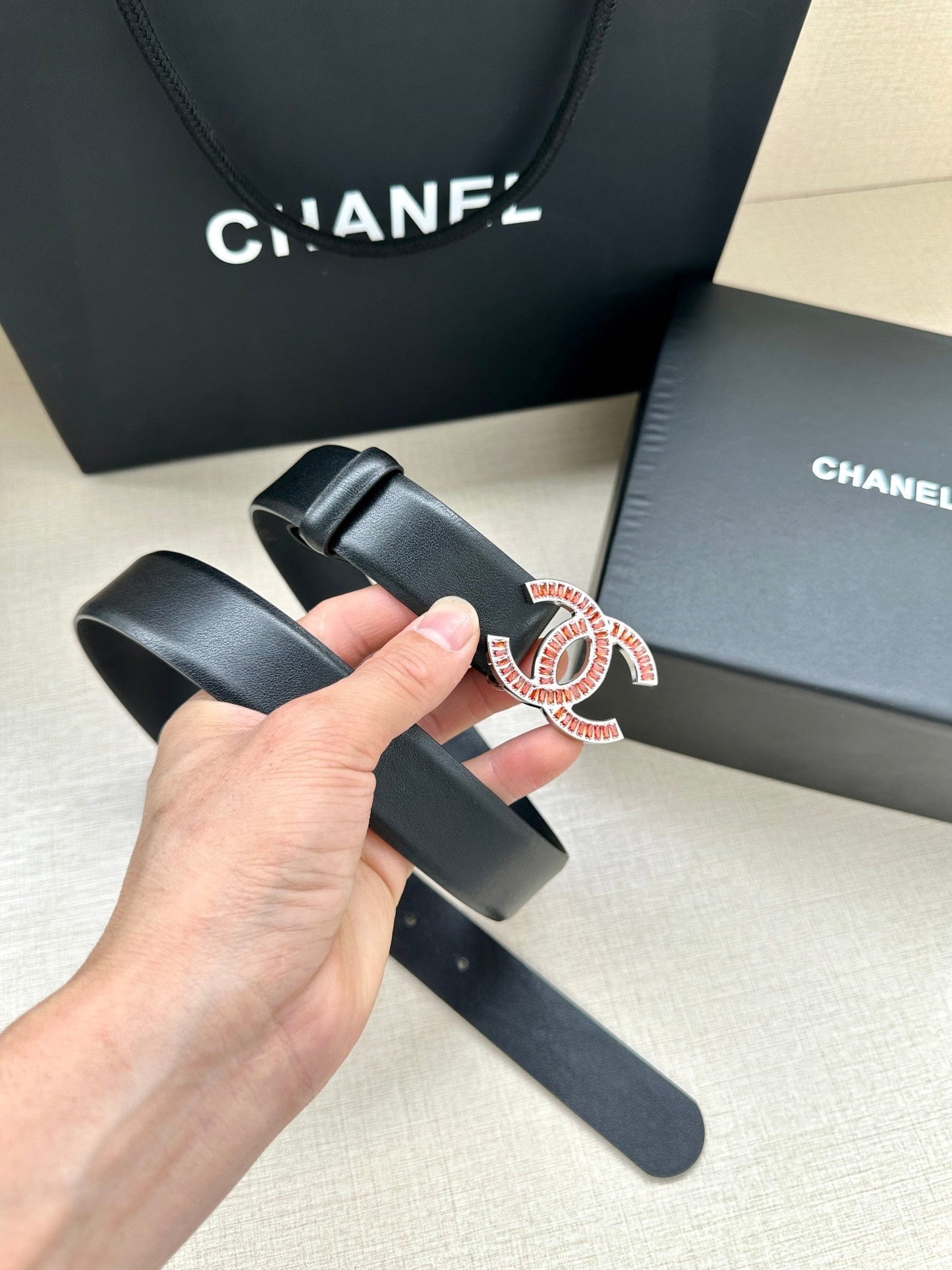 CHANEL 25S BELT 30 MM IN BLACK CALFSKIN 616968 - 30