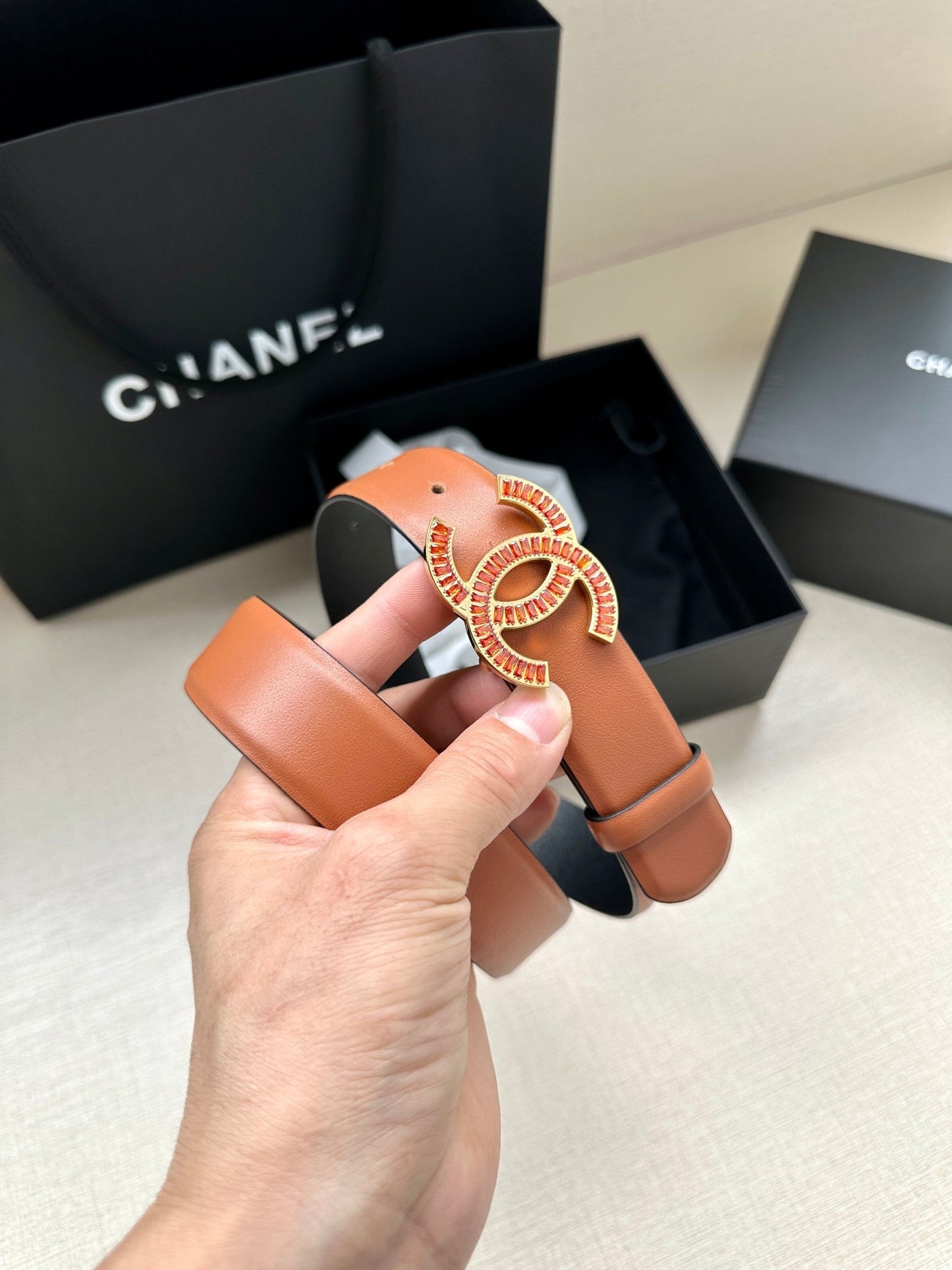 CHANEL 25S BELT 30 MM IN BROWN CALFSKIN 616969 - 30